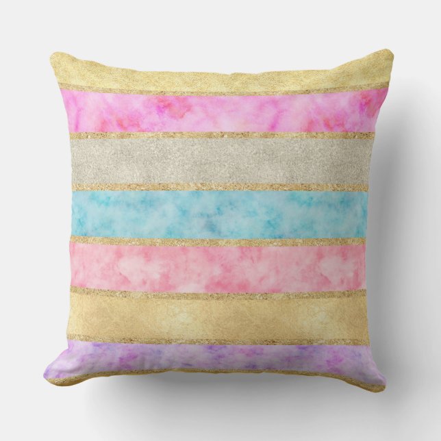Coussin D'extérieur Bandes d'aquarelle Gold Glitz (Recto)