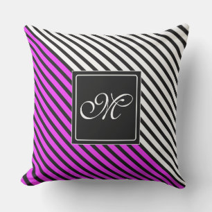 Coussin D'extérieur Bandes étroites noires + votre couleur arrière & m
