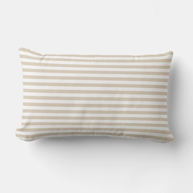 Coussin D'extérieur Bandes horizontales fines beige et blanc de sable (Recto)