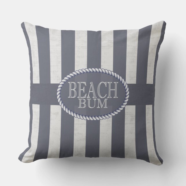 Coussin D'extérieur Beach Bum Seas le jour Bleu et blanc Nautique (Recto)