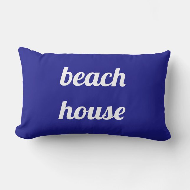 Coussin D'extérieur Beach House Nautique Blanc Marine Bleu mare été (Recto)