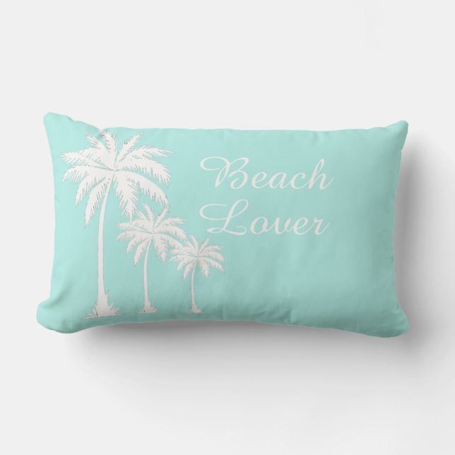 Coussin D'extérieur Beach Lover Palm Tree Aqua Extérieur (Recto)