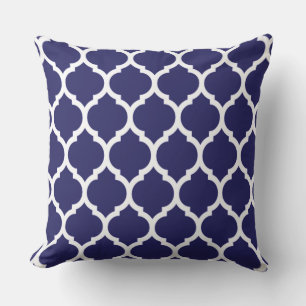 Coussin D'extérieur Beau Motif moderne bleu marocain Quatrefoil
