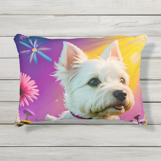 Coussin D'extérieur Beau Westie Chien Trois (Devant)