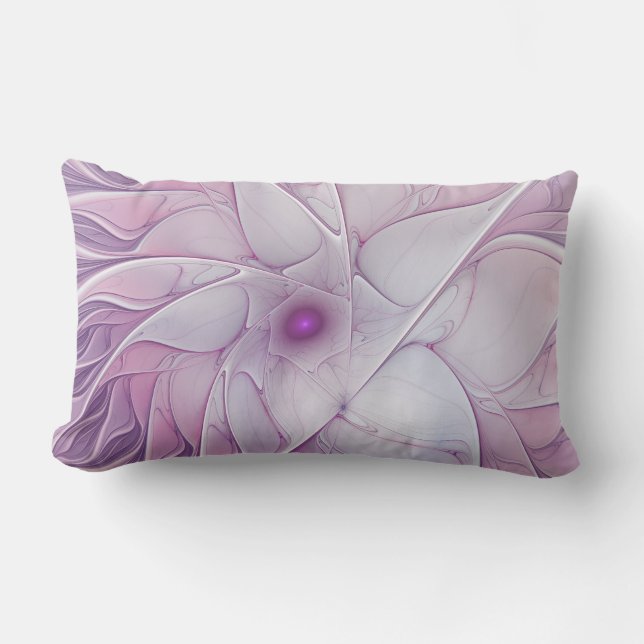 Coussin D'extérieur Belle Fleur rose moderne Fractal Art Abstrait (Recto)