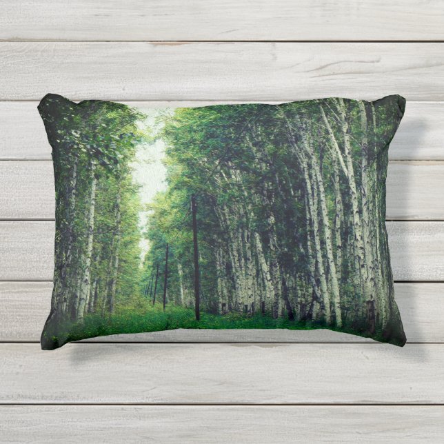 Coussin D'extérieur Belle forêt de bouleaux (Devant)