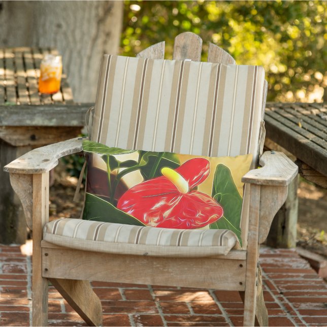 Coussin D'extérieur Belle photo florale d'anthurium rouge vif (Chaise)