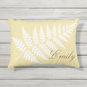 Coussin D'extérieur Beurre Jaune Fern Blanche Élégant Pour Elle ou Lui