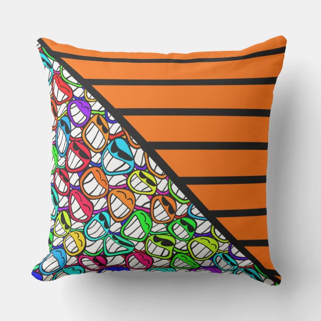 Coussin D'extérieur BG Stripes Motif large orange + cool (Recto)