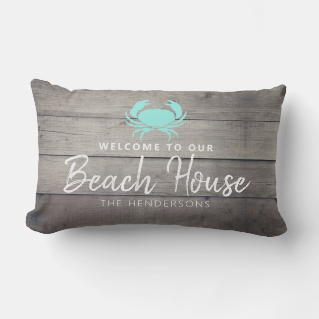 Coussin D'extérieur Bienvenue À Notre Maison De Plage Nom Nautique Ext (Recto)