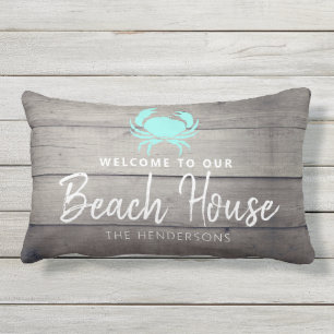 Coussin D'extérieur Bienvenue À Notre Maison De Plage Nom Nautique Ext