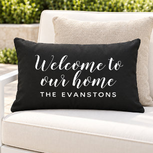 Coussin D'extérieur Bienvenue chez nous en écriture noire