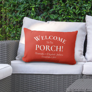Coussin D'extérieur Bienvenue chez Porch Custom Family Trendy Red