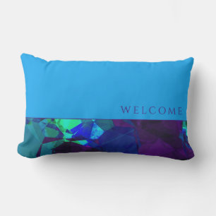 Coussin D'extérieur Bienvenue    Couleur bleu turquoise et violette
