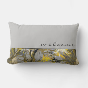Coussin D'extérieur Bienvenue    Grey Elegant Artistique Floral