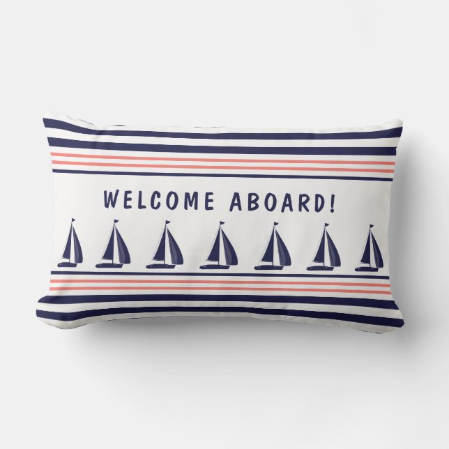 Coussin D'extérieur Bienvenue nautique à bord de la Marine et des Blan (Recto)