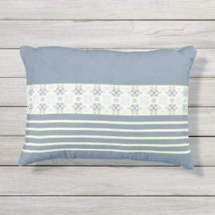 Coussin D'extérieur Blancs et verts avec Flore Bleue