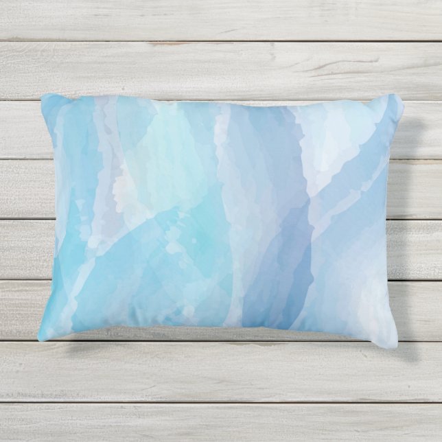 Coussin D'extérieur Bleu, abstrait, cool couleur de l'eau brosse art (Dos)