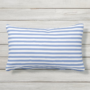 Coussin D'extérieur Bleu barbeau blanc fines rayures horizontales
