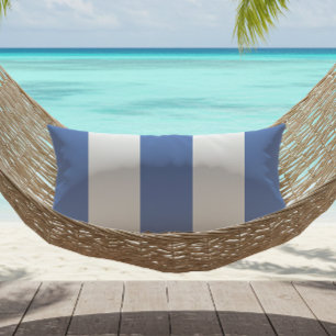 Coussin D'extérieur Bleu Barbeau Blanc Larges Rayures de Cabane