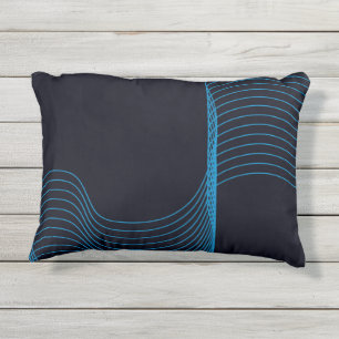 Coussin D'extérieur Bleu, cool, moderne, tendance, lignes courbes simp