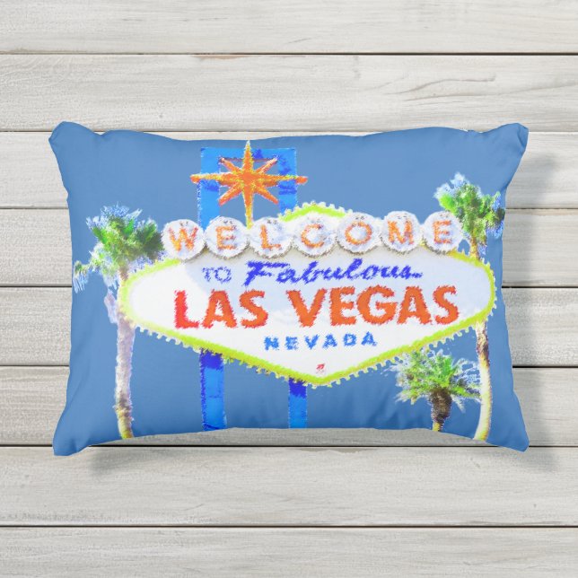 Coussin D'extérieur Bleu de signe de Las Vegas (Devant)