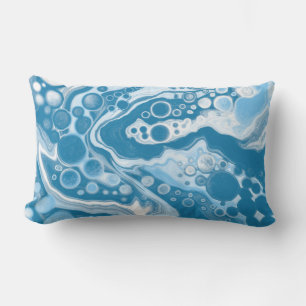 Coussin D'extérieur Bleu Digital Fluid Art Marbre Pour Peinture Cellul