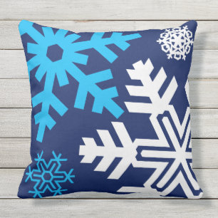 Coussin D'extérieur Bleu et blanc Snowflakes composition drôle