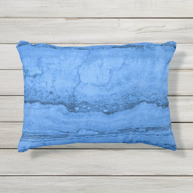 Coussin D'extérieur Bleu Granit motif bleu marbre bleu pierre (Devant)