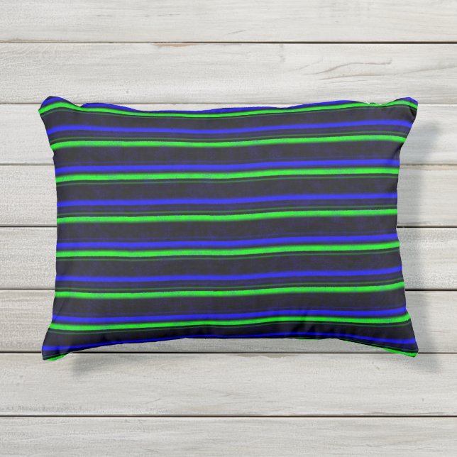 Coussin D'extérieur Bleu Noir Grandes Vertes (Devant)