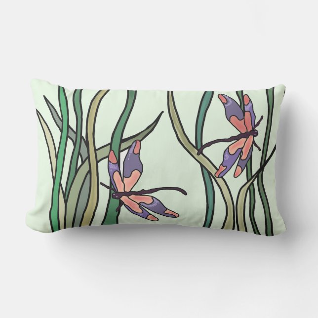 Coussin D'extérieur Bleu rouge mignon et Feuilles verts (Recto)