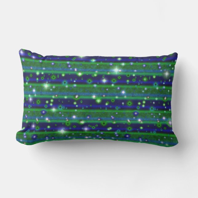 Coussin D'extérieur Bleu vert rayures avec étoiles et Raindrops (Recto)