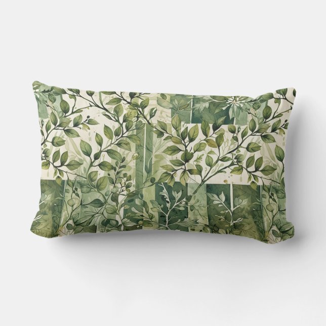 Coussin D'extérieur Blocs de couleur de petites brindilles feuillues (Verso)