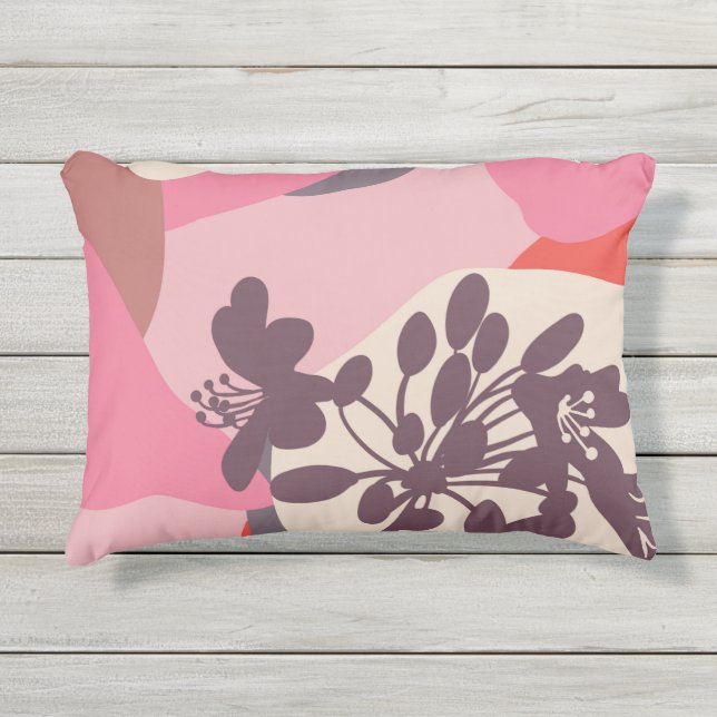 Coussin D'extérieur Blocs de couleur florale Abstraite rose (Devant)