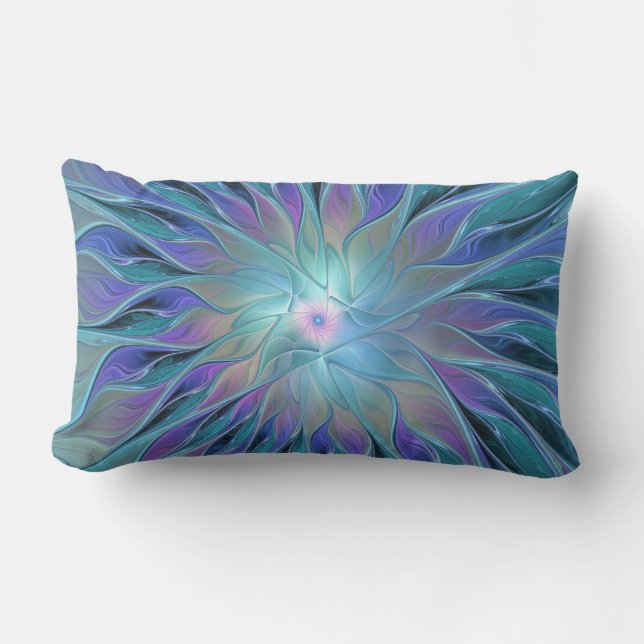 Coussin D'extérieur Blue Purple Flower Dream Abstrait Fractal Art (Recto)