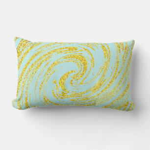 Coussin D'extérieur Blue Swirls Abstrait Gold Parties scintillant doré