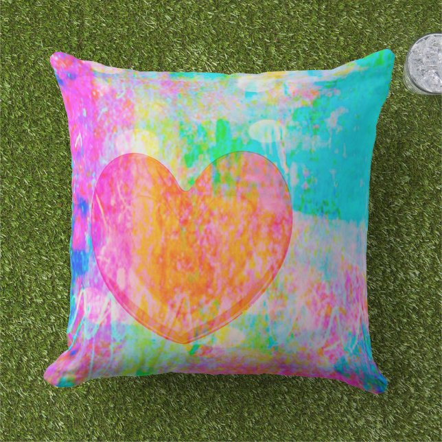 Coussin D'extérieur Boho Heart Collage (Herbe)