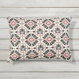 Coussin D'extérieur Boho minimaliste géométrique noir blanc rouge Moti