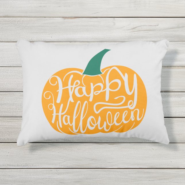 Coussin D'extérieur Bonne lettre Halloween sur citrouille sculpté (Devant)