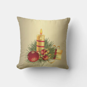 Coussin D'extérieur Bougie de Noël dorée
