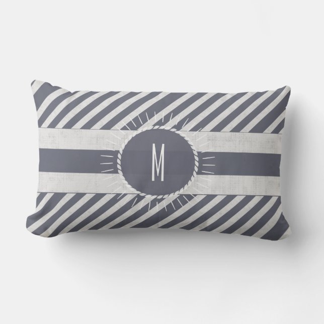 Coussin D'extérieur Bum de plage Bleu marine avec Monogramme (Recto)