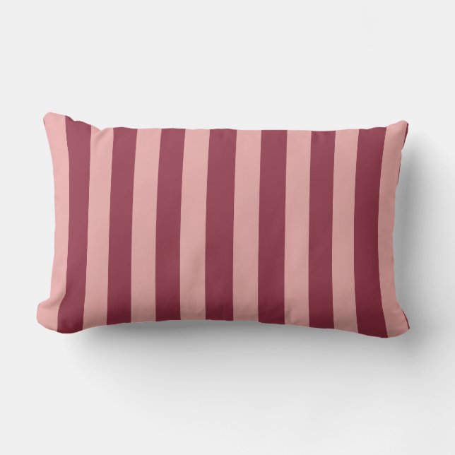 Coussin D'extérieur Burgundy Red & Salmon Pink Striped  (Recto)