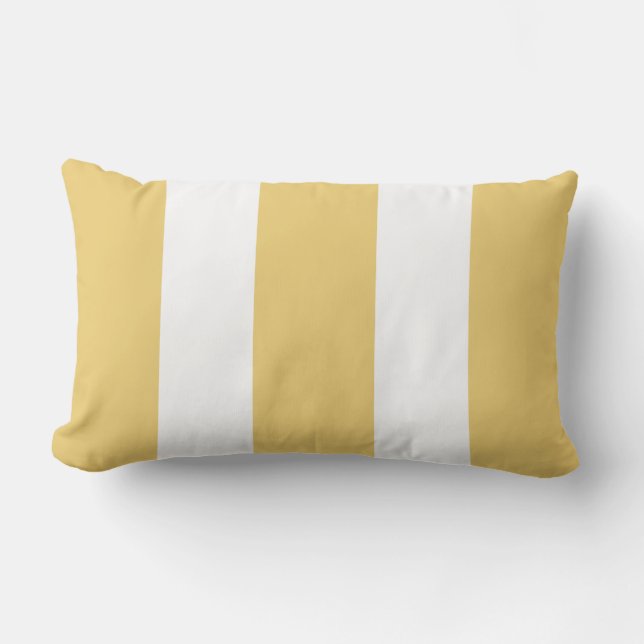 Coussin D'extérieur Cabane jaune moutarde blanche rayures à l'extérieu (Recto)