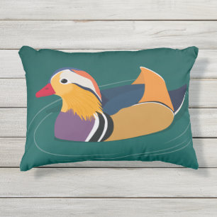 Coussin D'extérieur Canard mandarin coloré Art numérique moderne