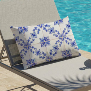 Coussin D'extérieur Carreau de mosaïque vintage portugais bleu