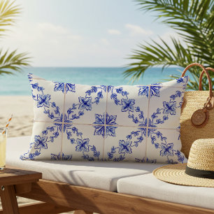 Coussin D'extérieur Carreau de mosaïque vintage portugais bleu