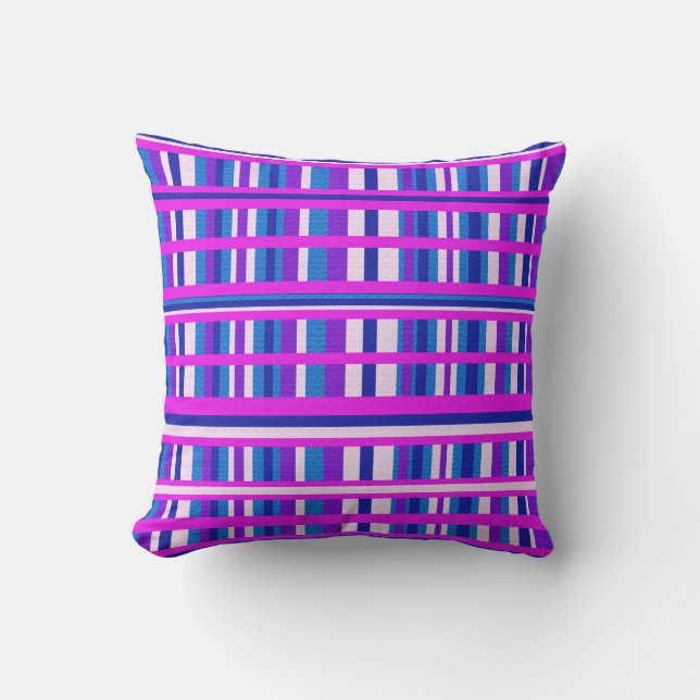 Coussin D'extérieur Carreaux Rose Violet Bleu (Recto)