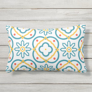 Coussin D'extérieur Carrelage espagnol Méditerranée Bleu Jaune Orang
