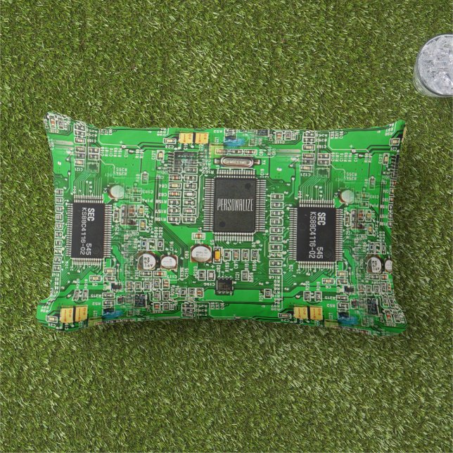 Coussin D'extérieur Carte à circuit imprimé Vert PCB Ajouter votre nom (Herbe)