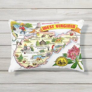 Coussin D'extérieur Carte ancienne de Virginie-Occidentale